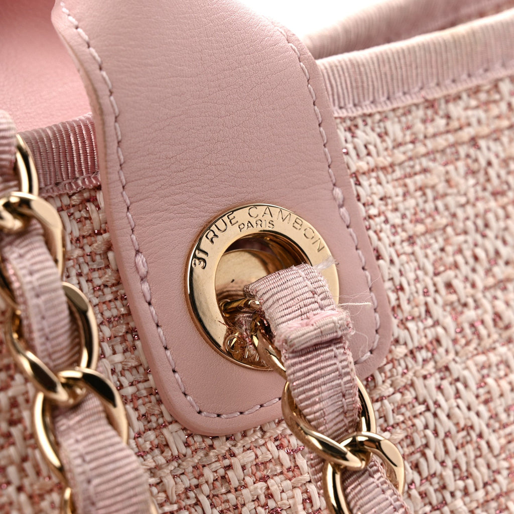 Chanel Lurex Boucle Deauville Medium Tote Pink