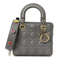 Christian Dior Lambskin Cannage Small Lucky Badges My Lady Dior Grey