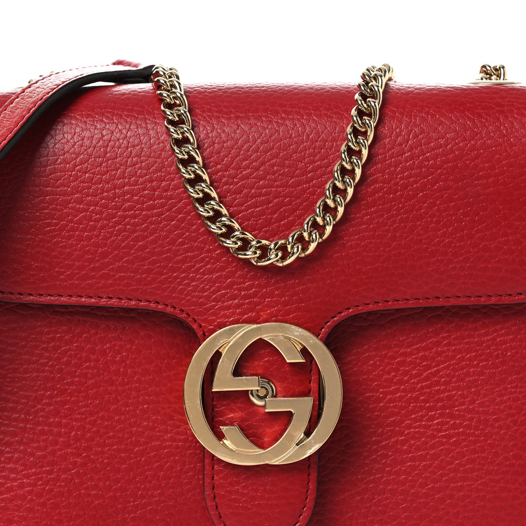 Gucci Dollar Calfskin Small Interlocking G Shoulder Bag Red