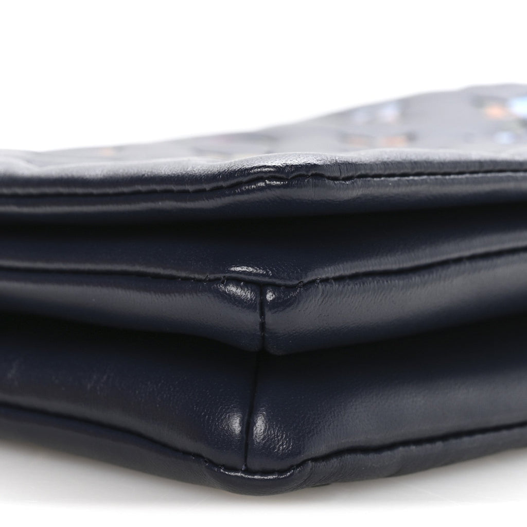 Louis Vuitton Lambskin Embossed Monogram LV Garden Pochette Coussin Navy
