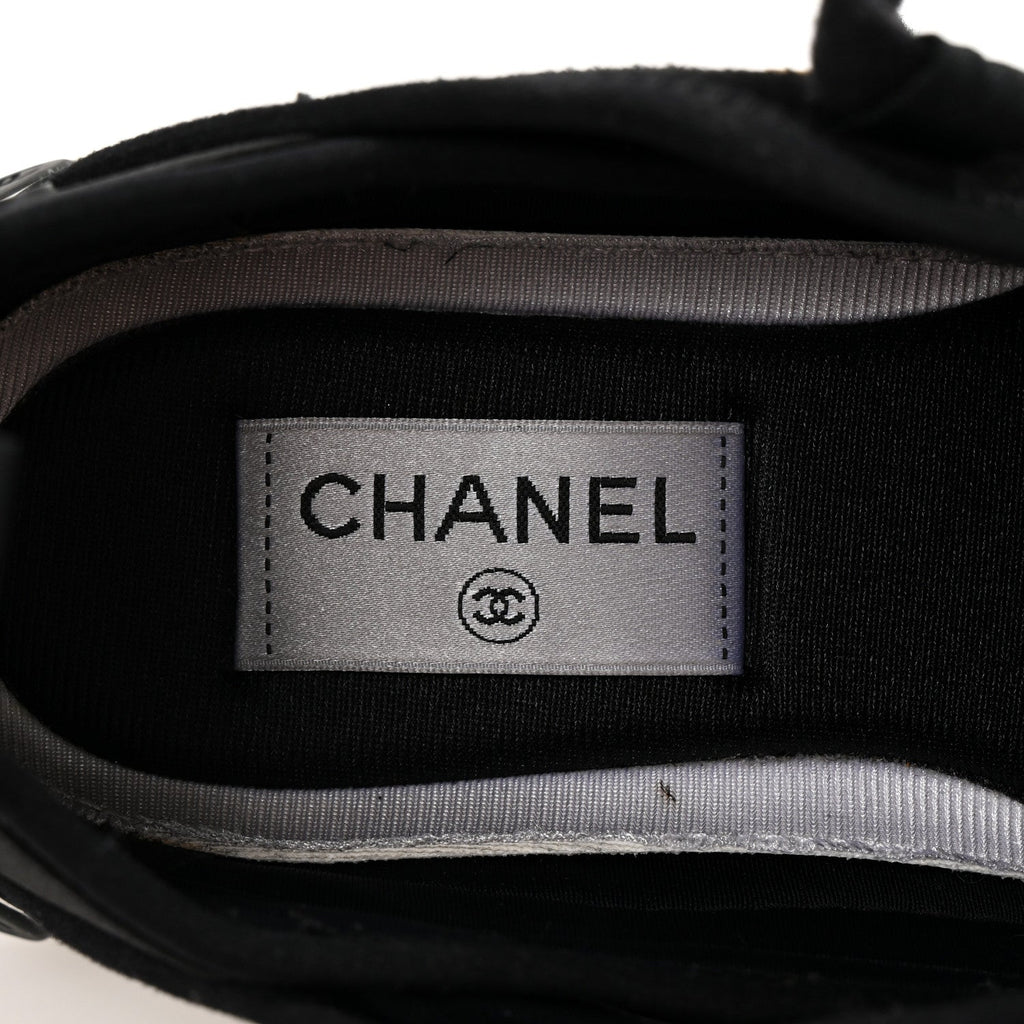 Chanel Velvet Calfskin Mixed Fibers CC Sneakers 36 Black