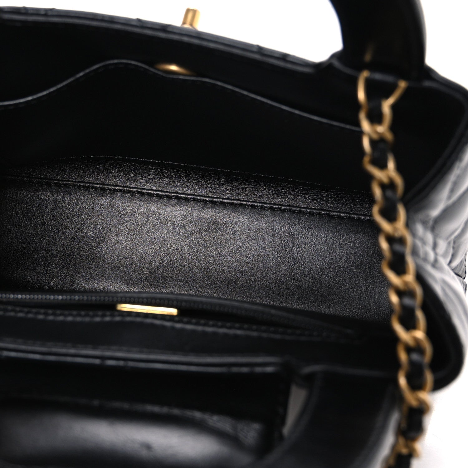 Chanel Shiny Aged Calfskin Quilted Nano Kelly Shopper Black