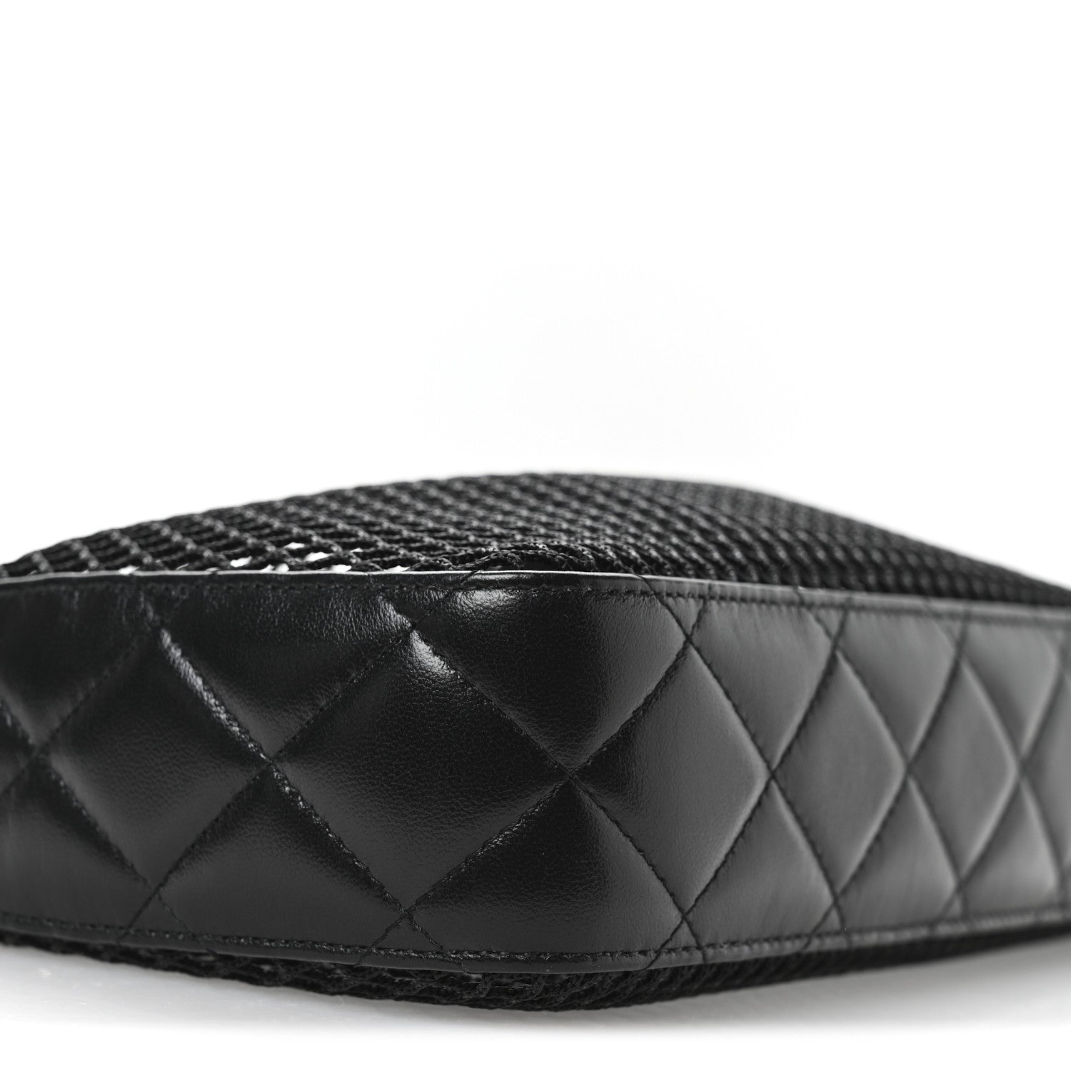 Chanel Mesh Shiny Lambskin Clutch With Chain Black