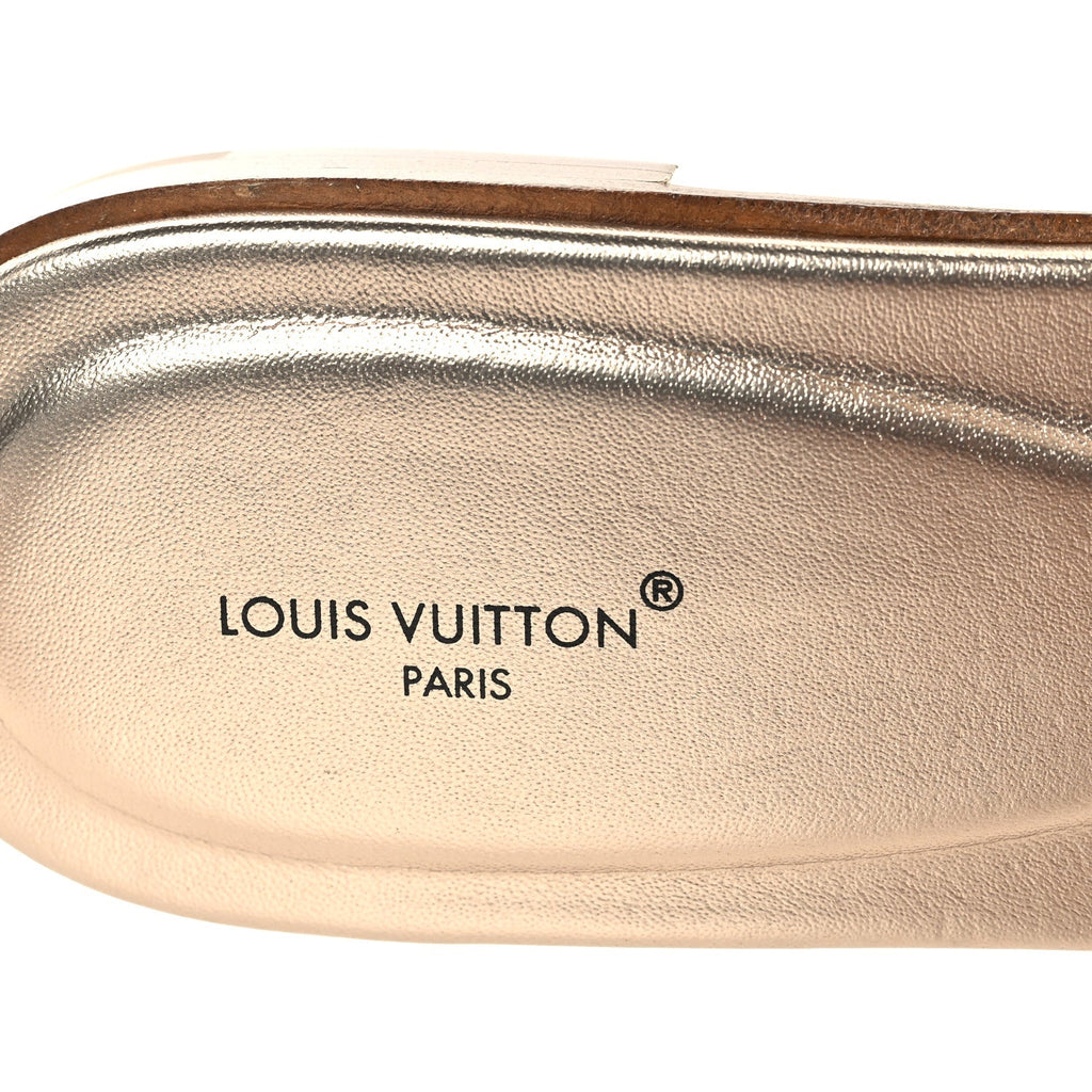 Louis Vuitton Tweed Sequin LV Mare Flat Mule Sandals 39 Light Gold