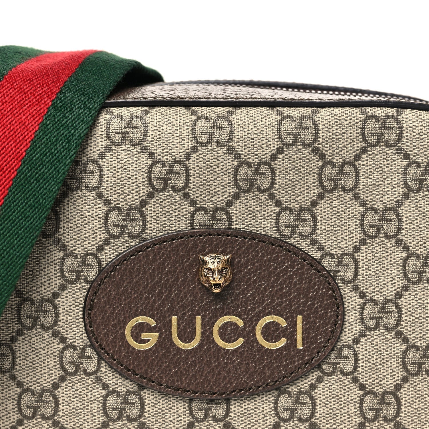 Gucci GG Supreme Monogram Web Neo Vintage Shoulder Bag Beige New Acero Crop