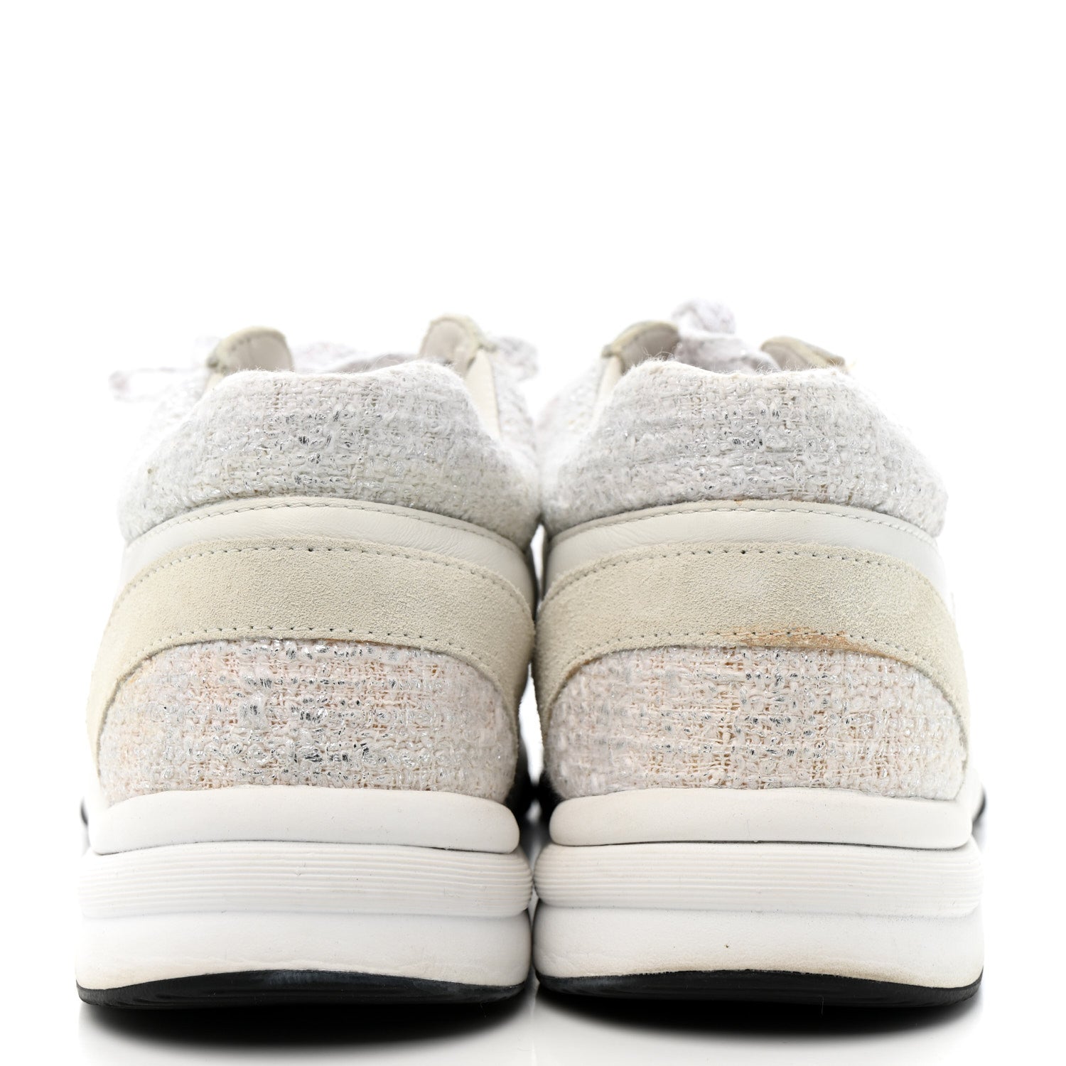 Painted Iridescent Cotton Tweed Suede Womens CC Sneakers 39 White Silver Multicolor