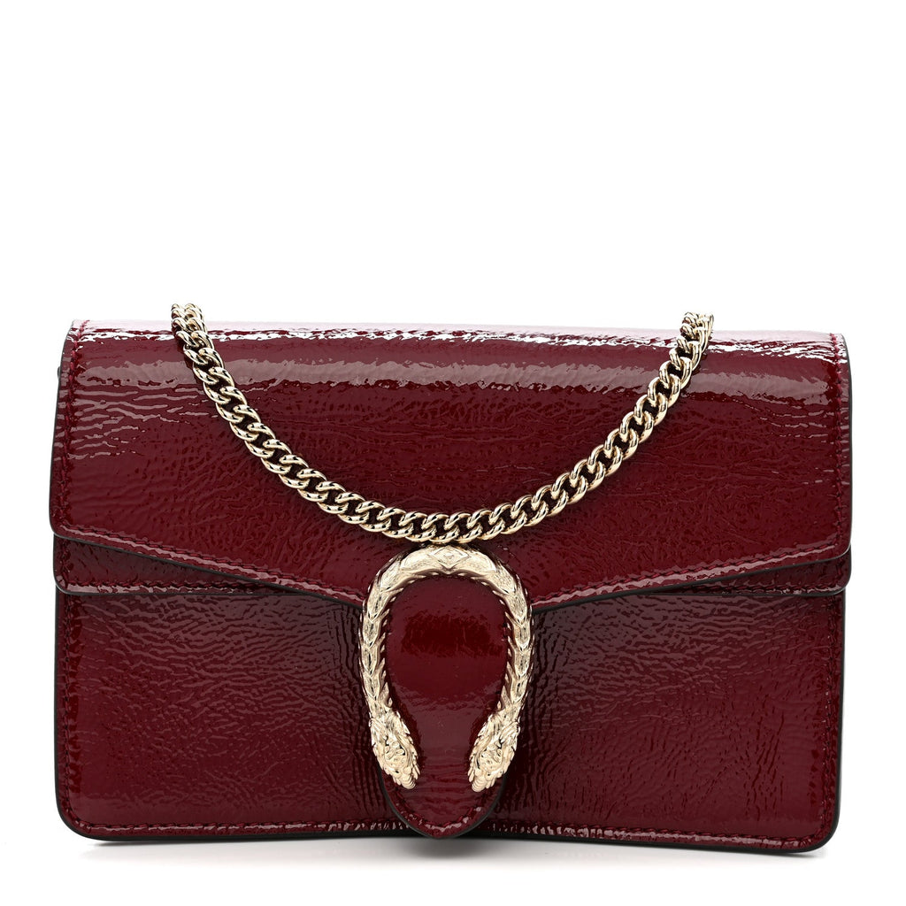 Gucci Crinkled Patent Mini Dionysus Shoulder Bag Rosso Ancora Red