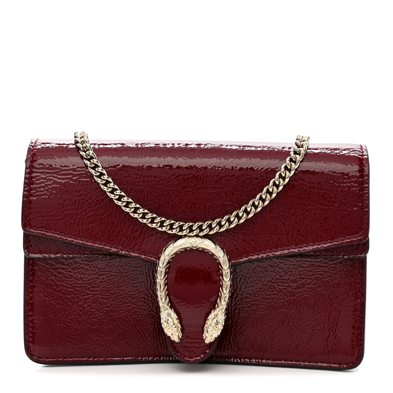 Gucci Crinkled Patent Mini Dionysus Shoulder Bag Rosso Ancora Red