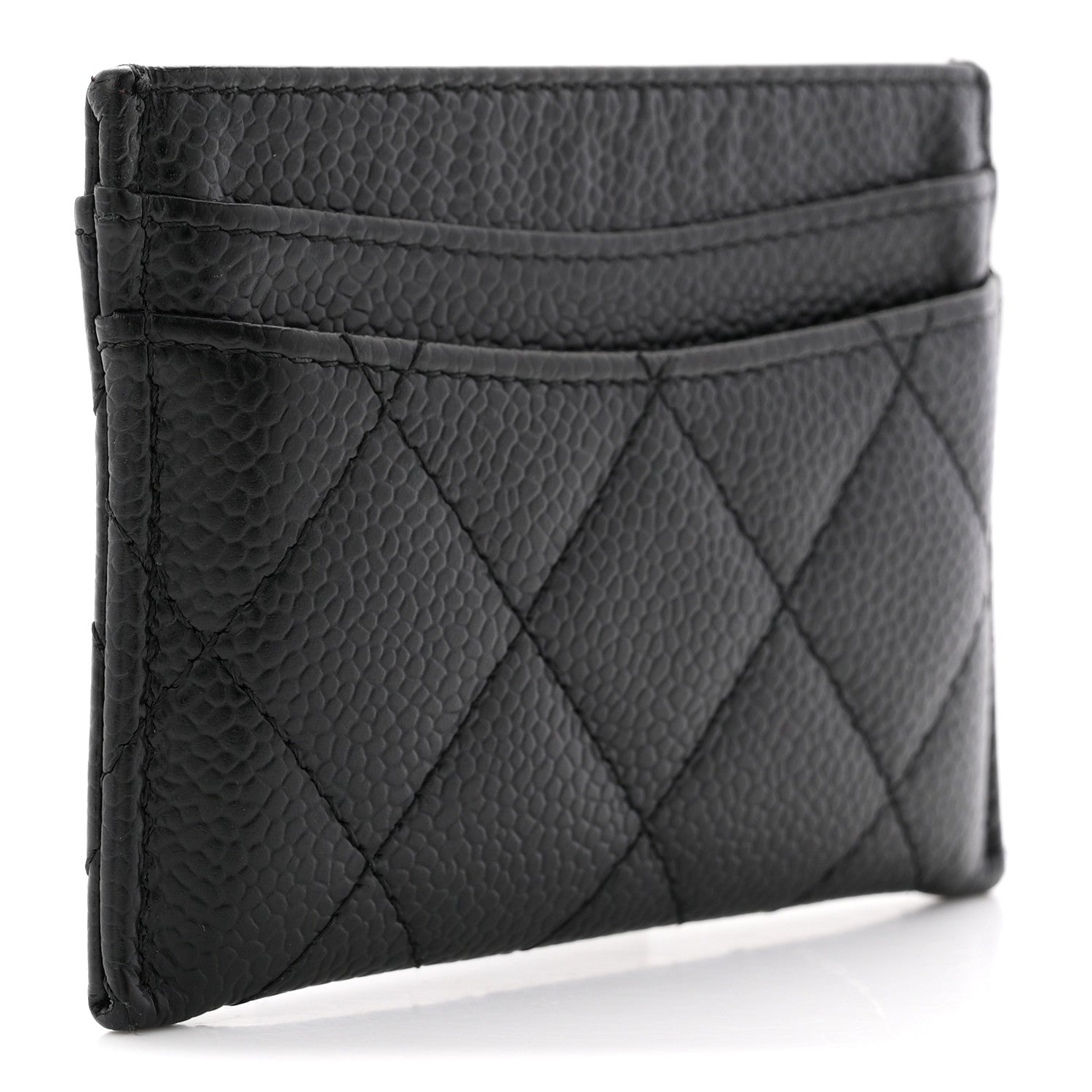 Caviar Quilted Card Holder Black