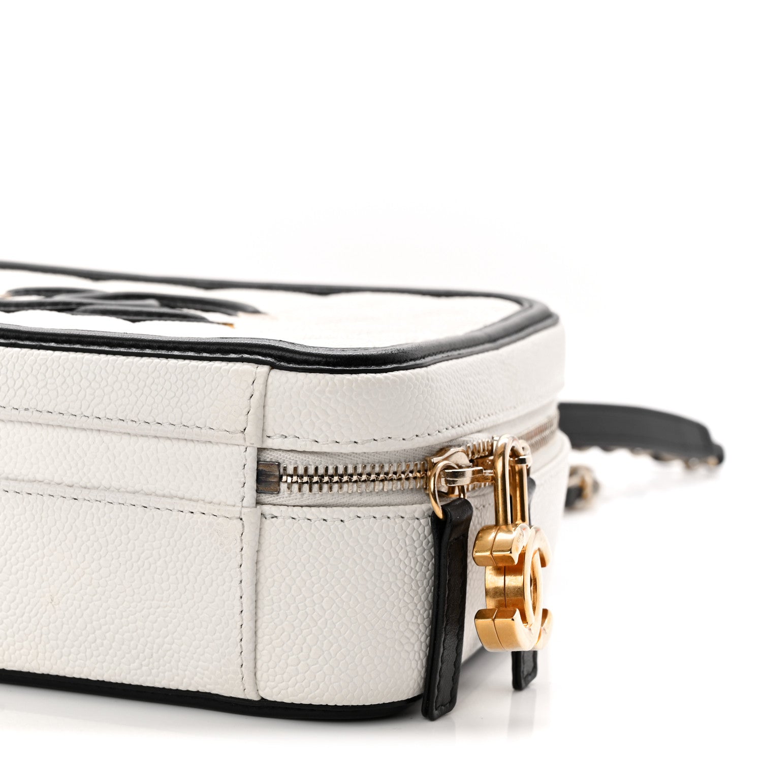 Chanel Caviar Quilted Medium CC Filigree Vanity Case White Black