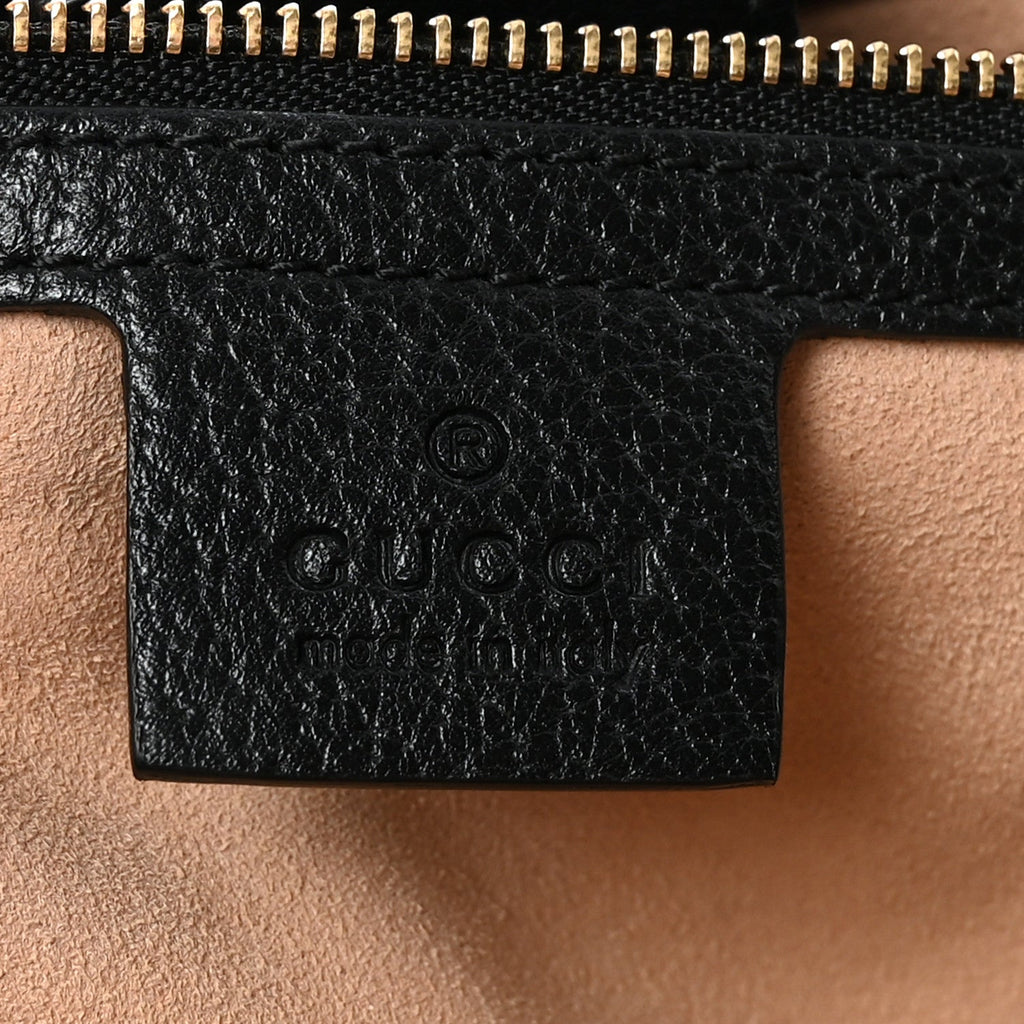 Gucci Textured Calfskin Web Medium Ophidia Shopping Tote Black