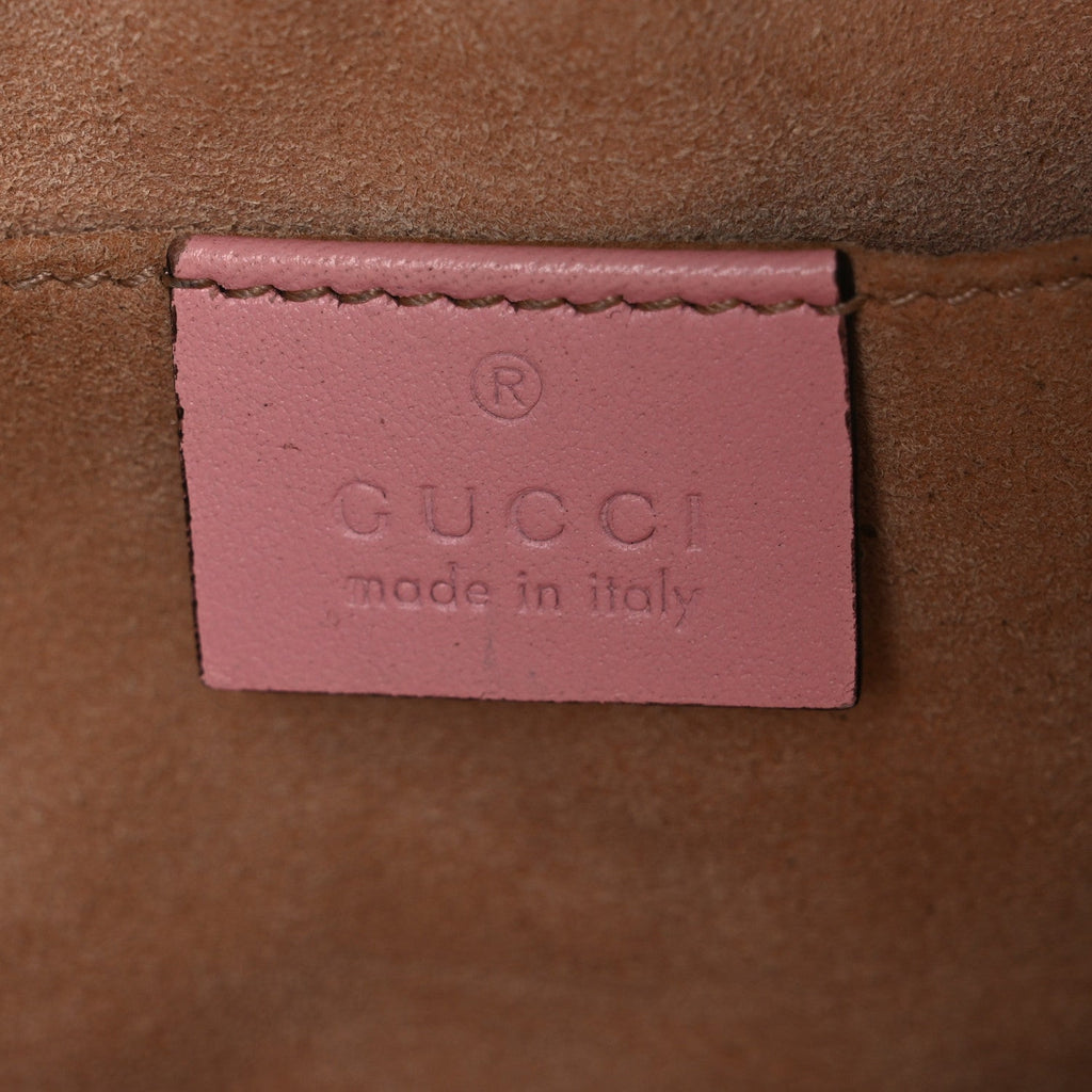 Gucci Calfskin Matelasse Small GG Marmont Chain Shoulder Bag Wild Rose
