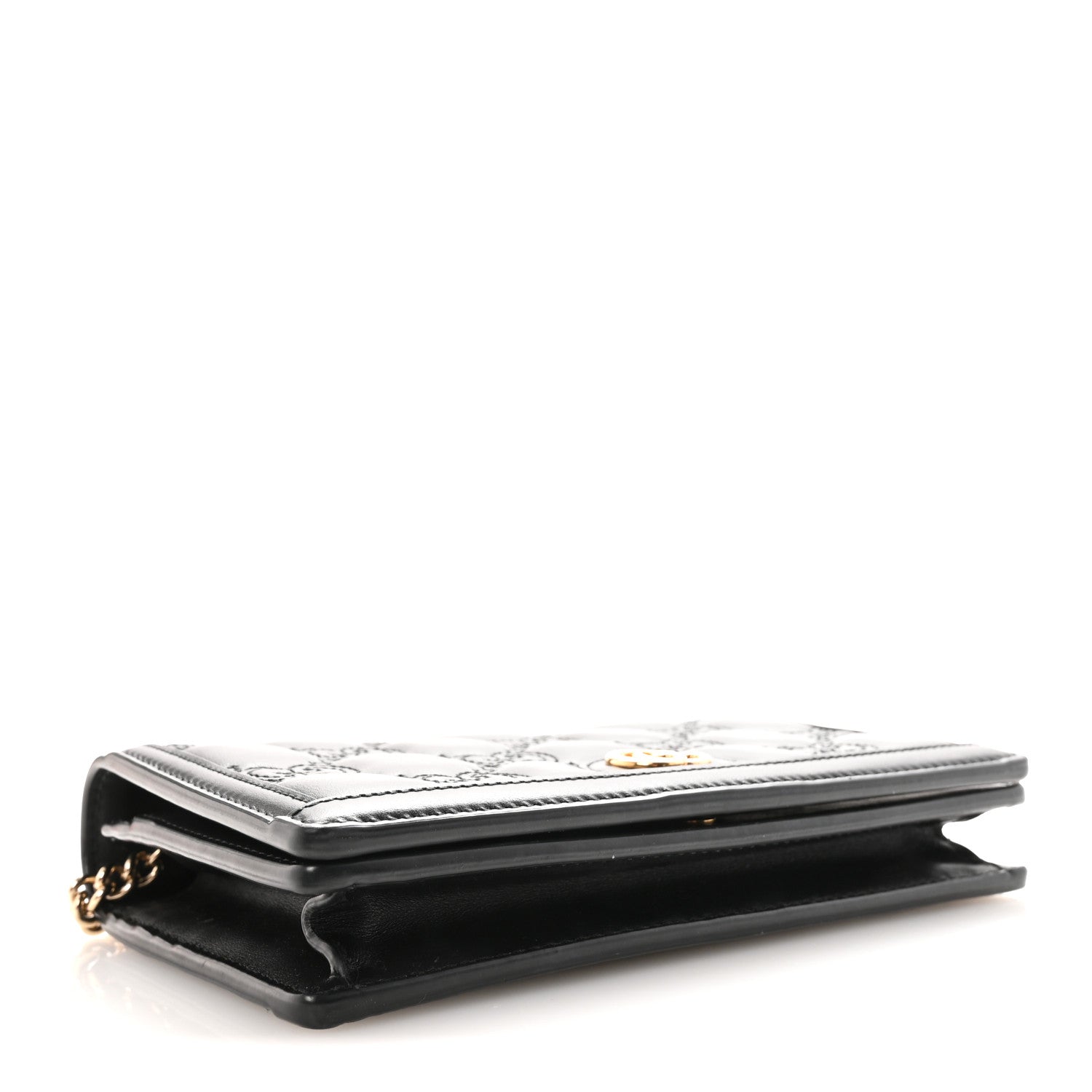 Gucci Calfskin GG Matelasse Chain Wallet Black