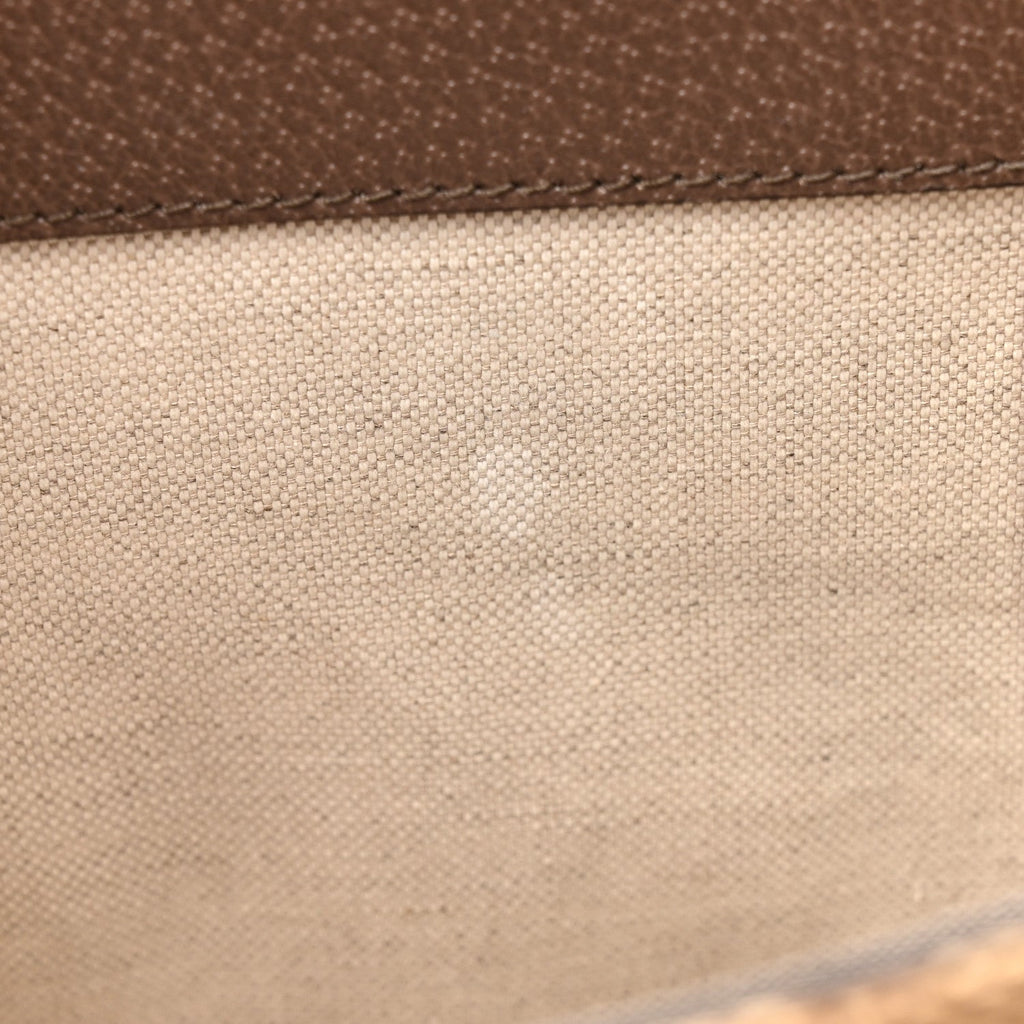 Gucci Monogram Jumbo GG Textured Dollar Calfskin Web Tote Bag Camel Ebony New Acero