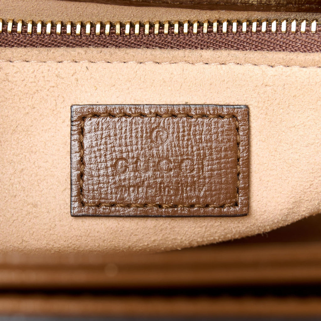 Gucci GG Supreme Monogram Azalea Calfskin Horsebit 1955 Shoulder Bag Beige Brown Sugar