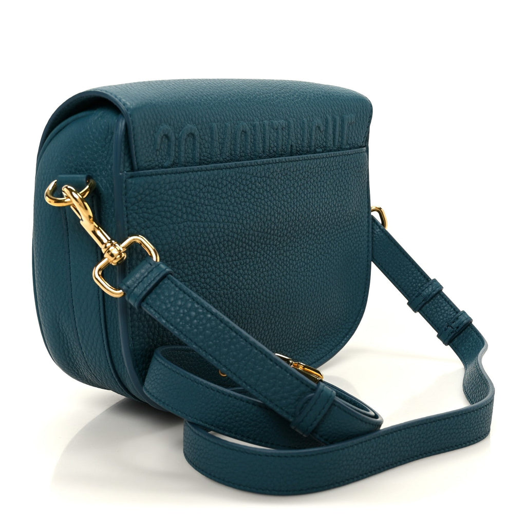 Christian Dior Grained Calfskin Medium Bobby Flap Steel Blue