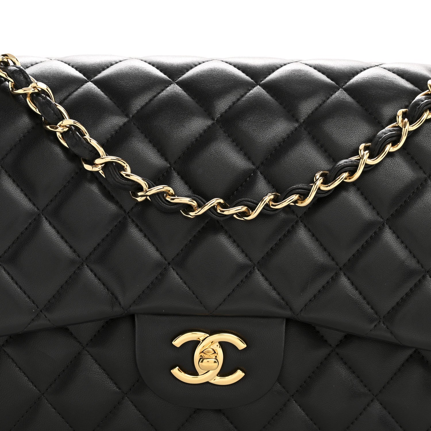 Chanel Lambskin Quilted Jumbo Double Flap Black