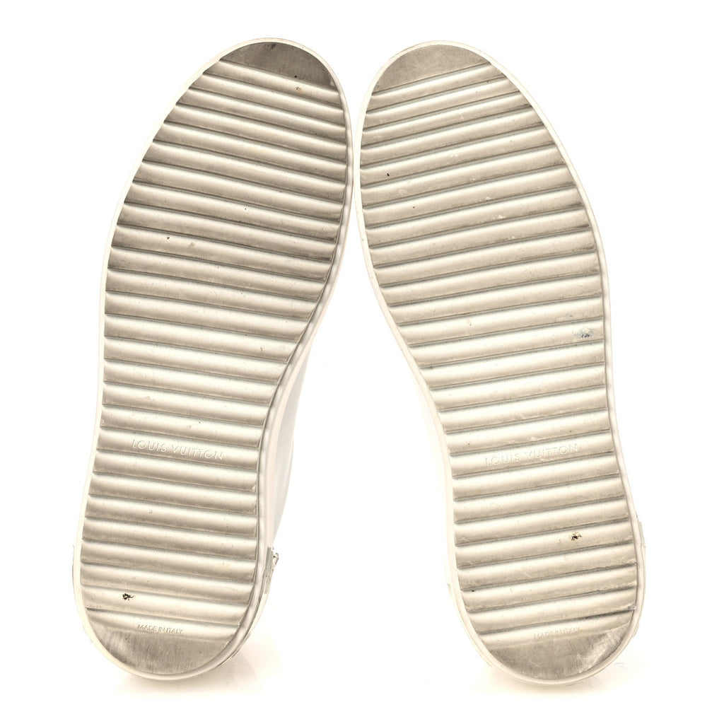 Louis Vuitton Lambskin Swarovski Crystal Monogram Time Out Sneakers 40 White