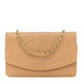 Chanel Caviar Timeless CC Wallet on Chain WOC Beige
