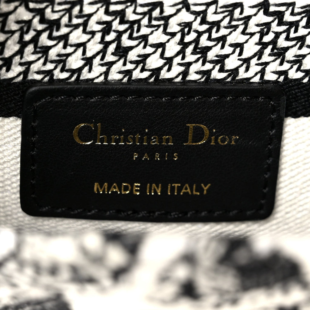 Christian Dior Canvas Embroidered Plan de Paris Medium Lady D-Lite White Black