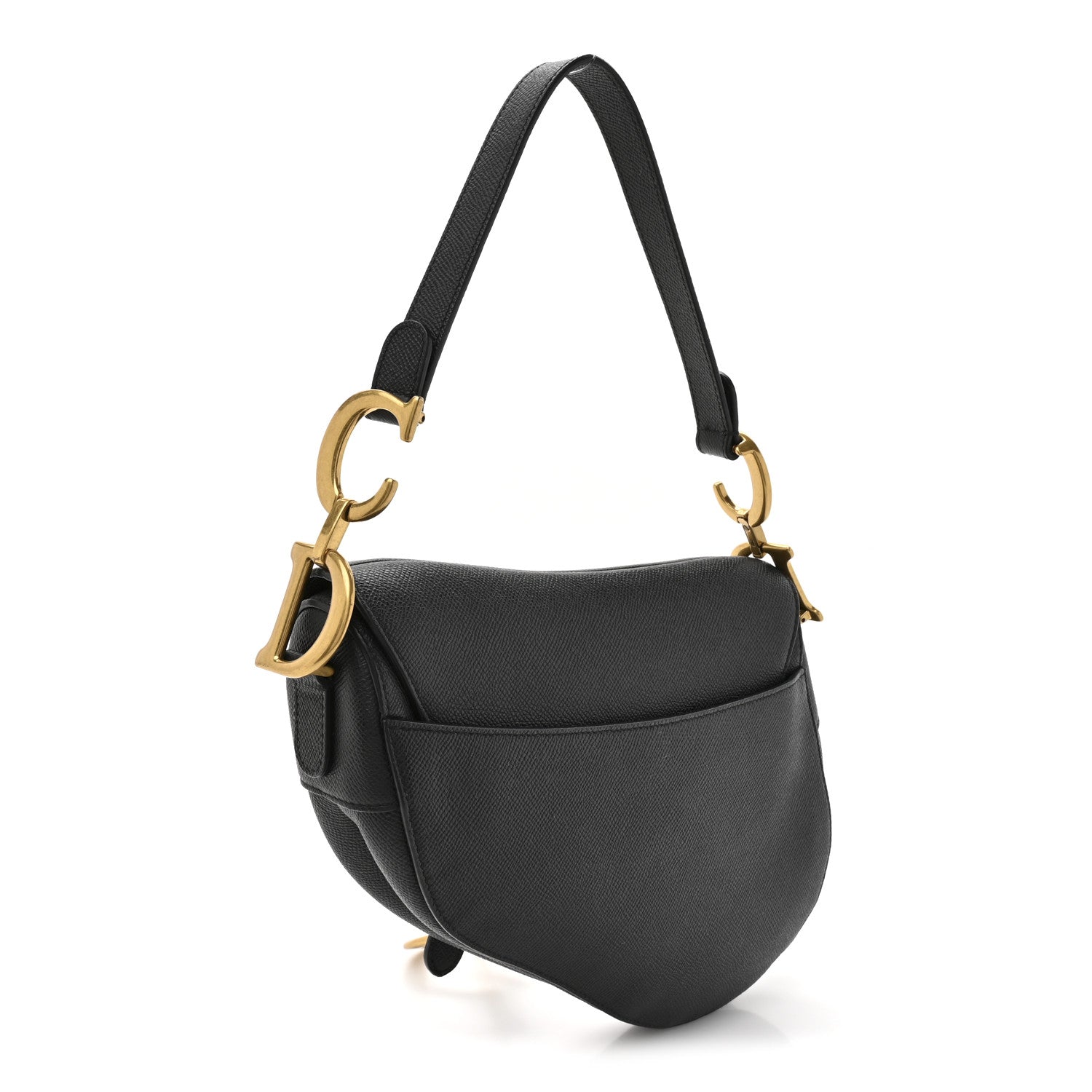 Christian Dior Grained Calfskin Saddle Bag Black