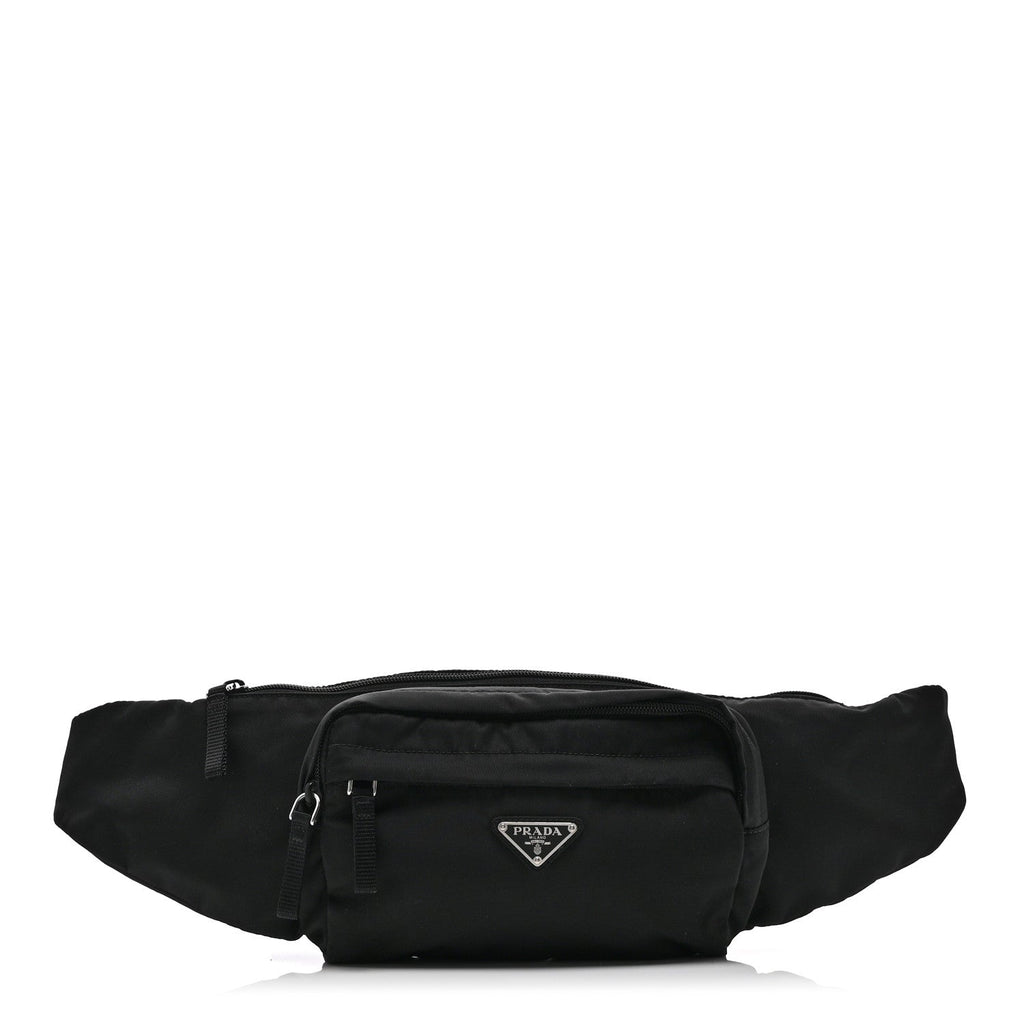 Prada Tessuto Nylon Double Pocket Belt Bag Black