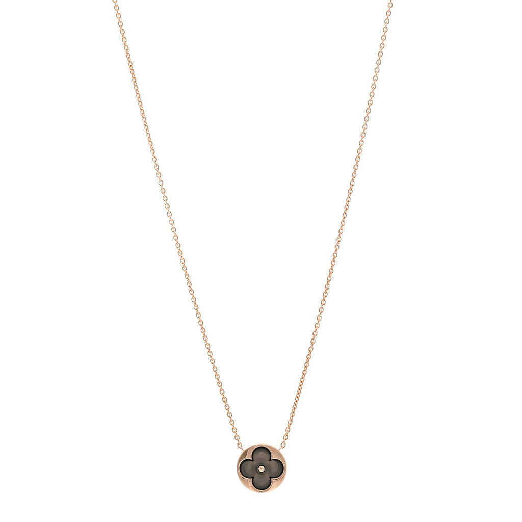 Louis Vuitton 18K Pink Gold Grey Mother Of Pearl Blossom Sun Pendant Necklace