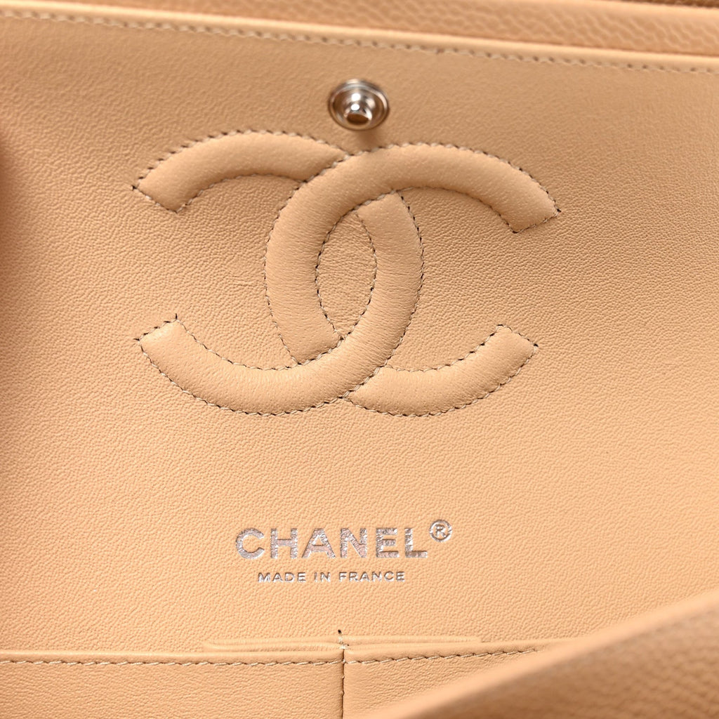 Chanel Caviar Quilted Medium Double Flap Beige
