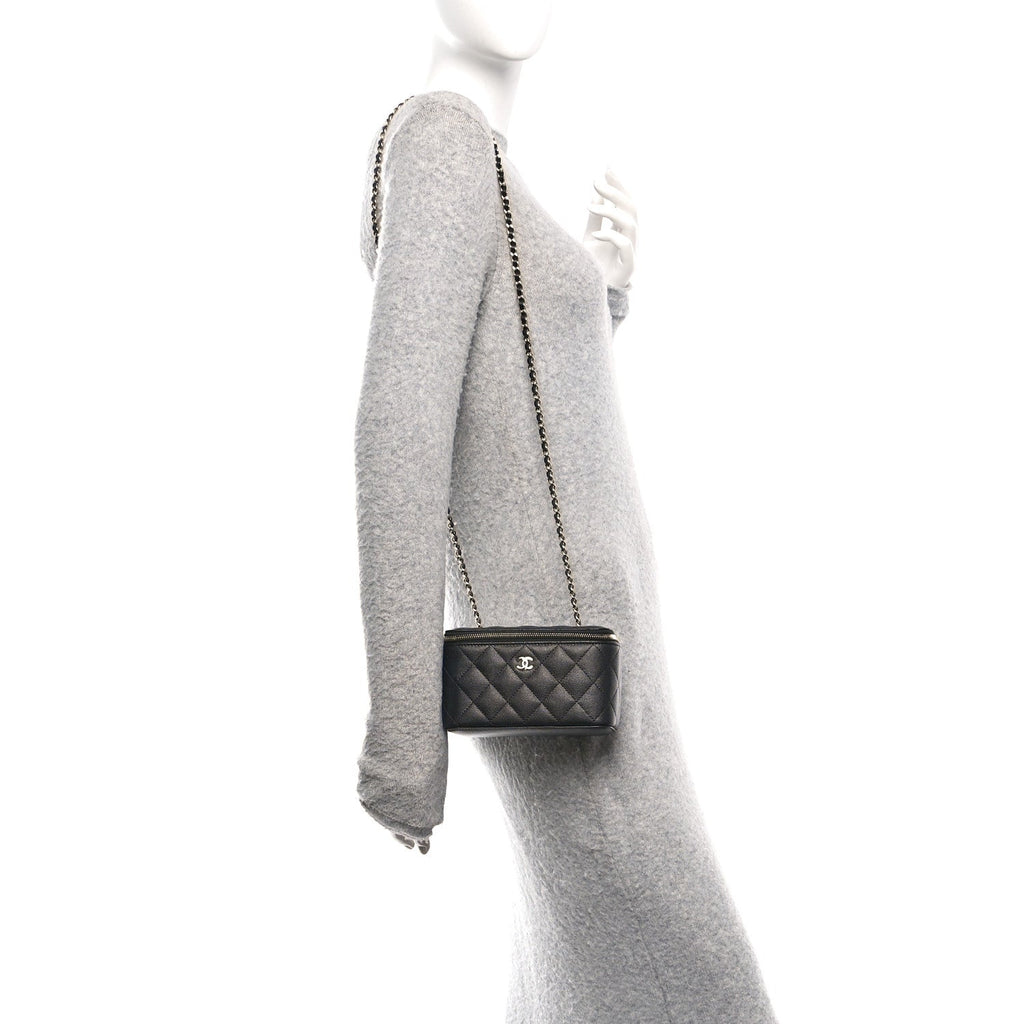 Chanel Caviar Quilted Small Vanity Case With Chain Black