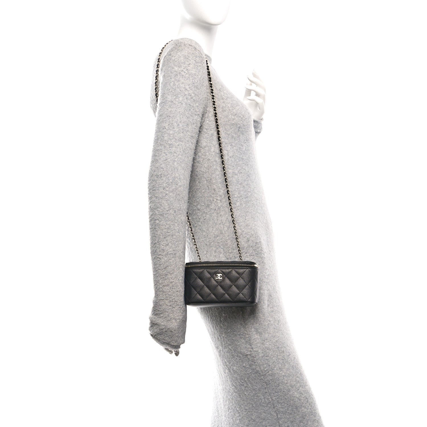 Chanel Caviar Quilted Small Vanity Case With Chain Black
