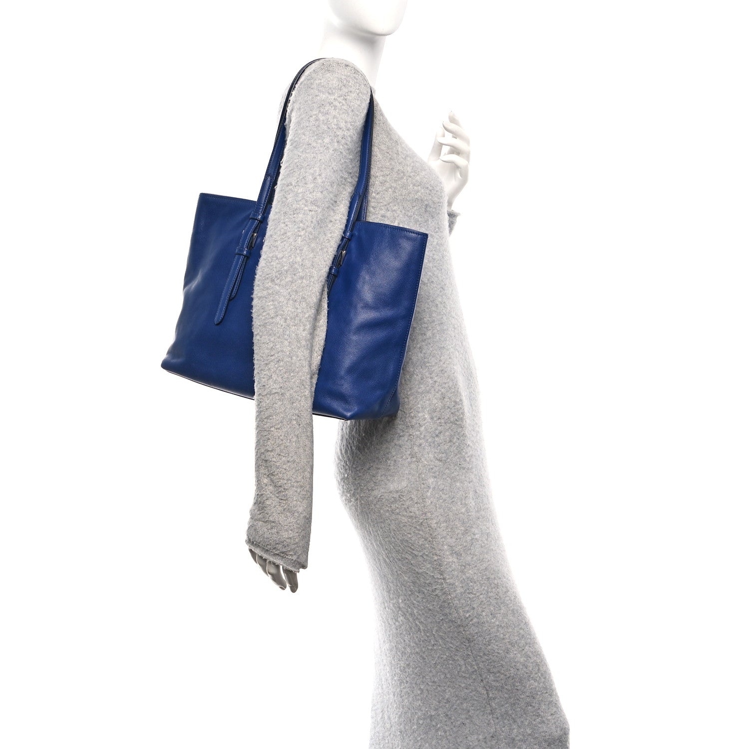 Prada Saffiano Cuir Medium Double Handle Tote Bluette