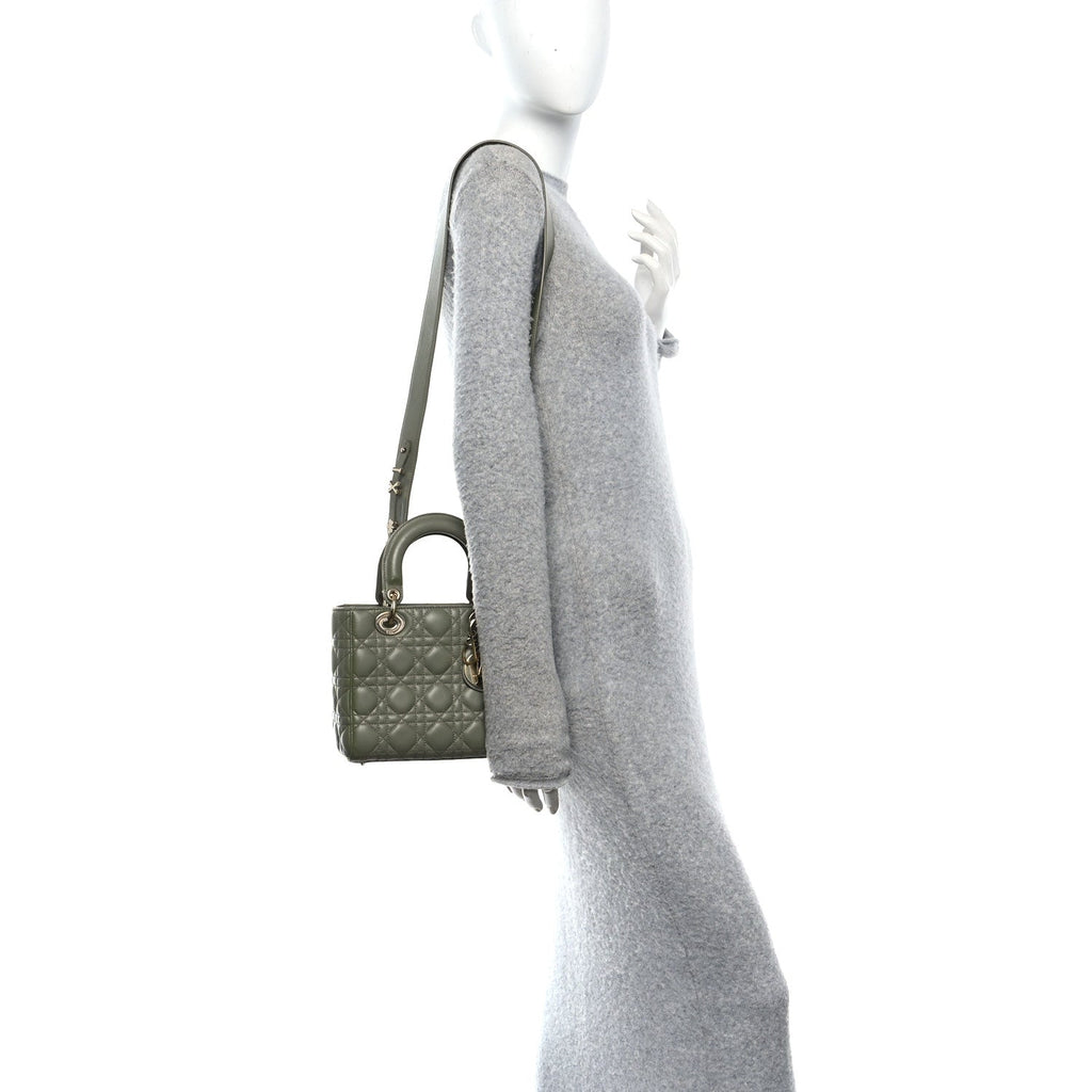 Christian Dior Lambskin Cannage Small My ABCDior Lady Dior Peyote Green