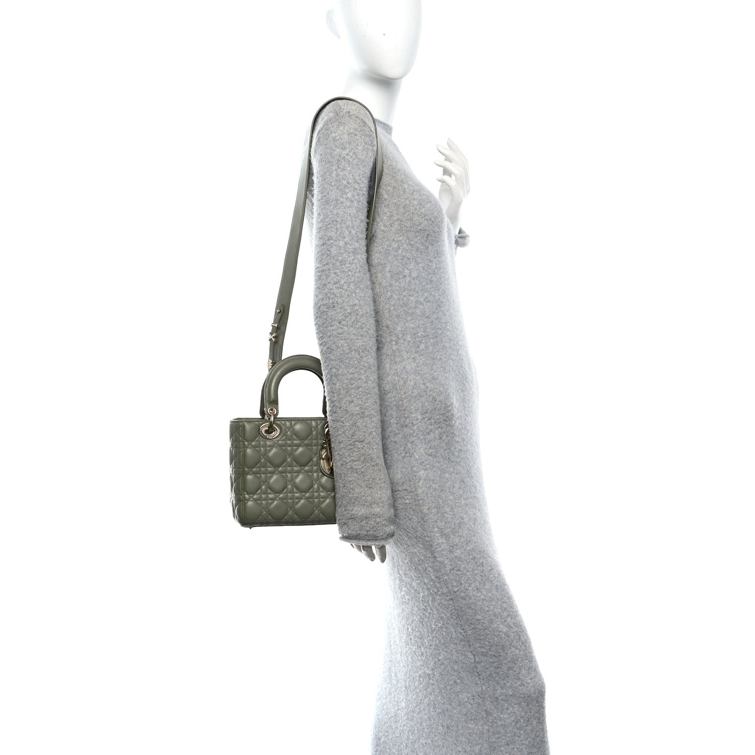 Christian Dior Lambskin Cannage Small My ABCDior Lady Dior Peyote Green