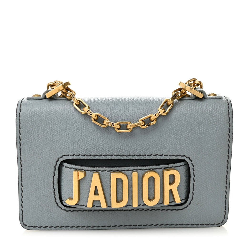 Christian Dior Grained Calfskin Mini J'Adior Chain Flap Bag Sky Blue