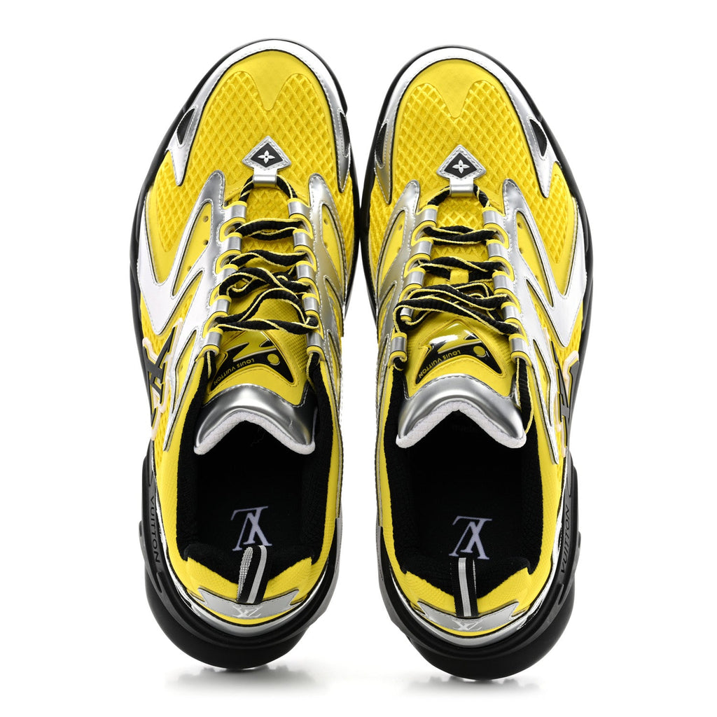 Louis Vuitton Metallic Calfskin Mesh Mens LV Runner Tatic Sneakers 8 Yellow