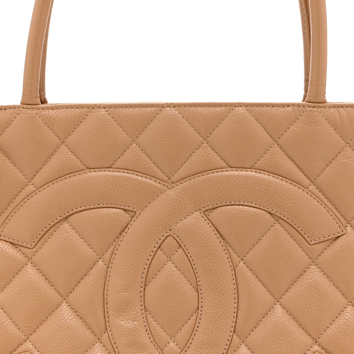 Chanel Caviar Quilted Medallion Tote Beige
