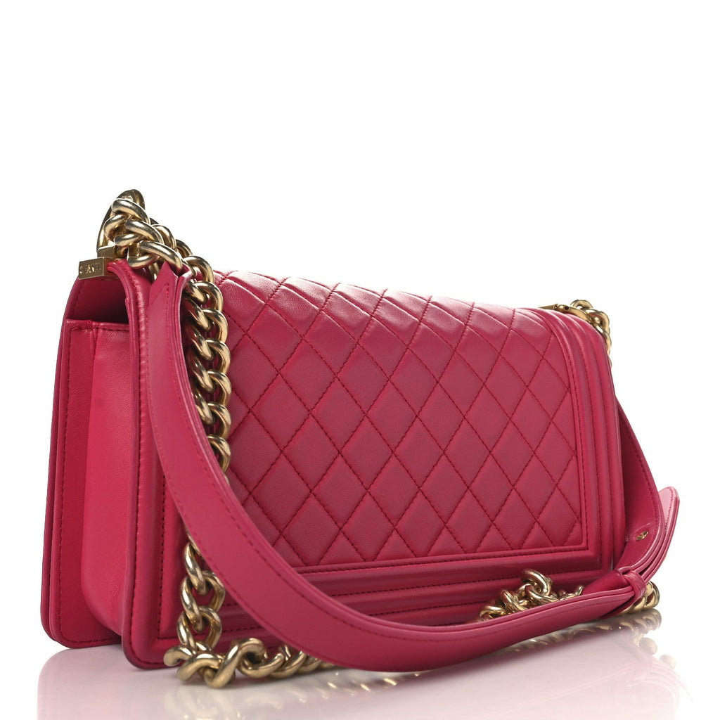 Chanel Lambskin Quilted Medium Boy Flap Fuchsia