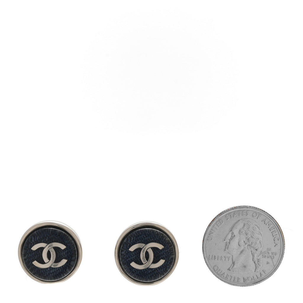 Resin CC Round Stud Earrings Blue