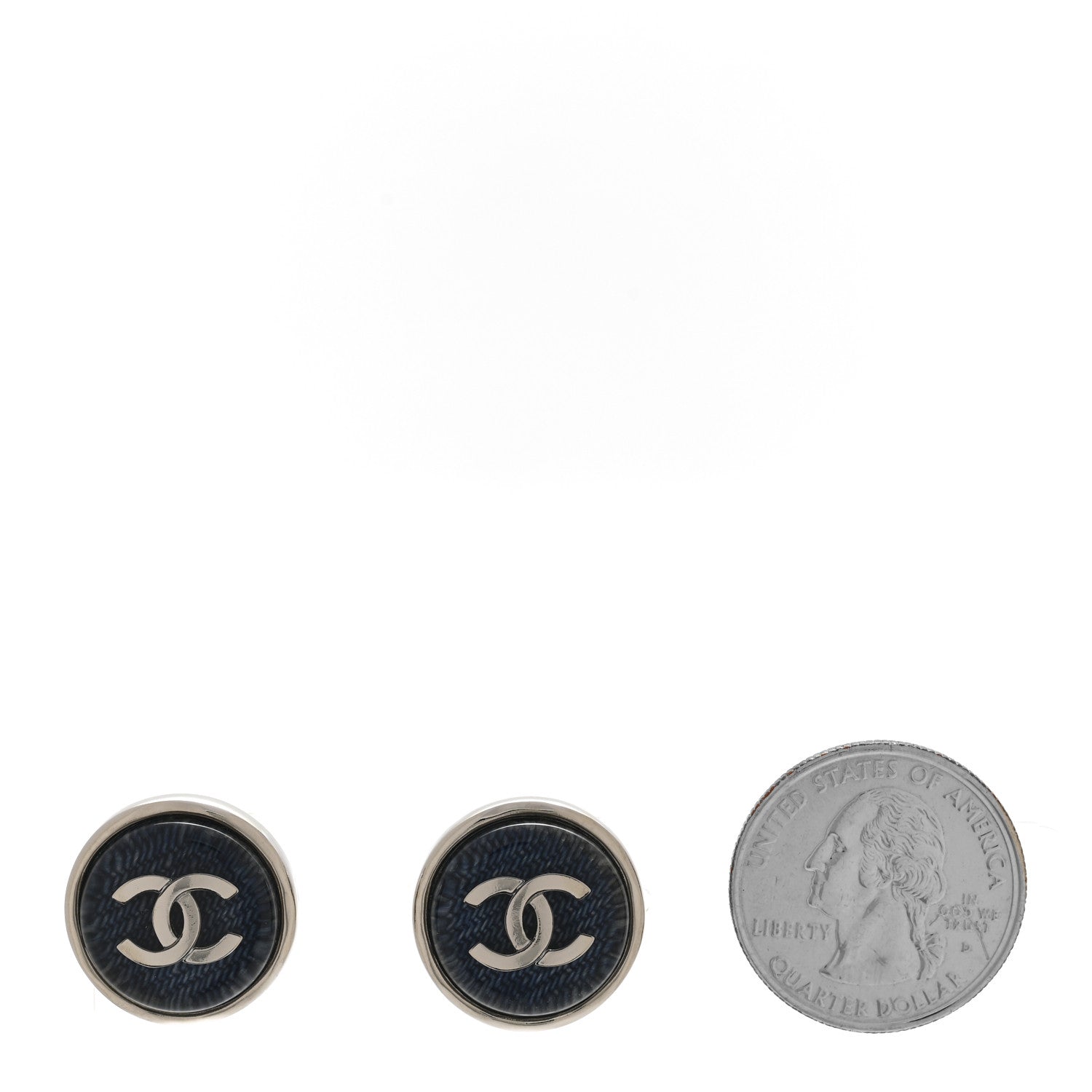Resin CC Round Stud Earrings Blue