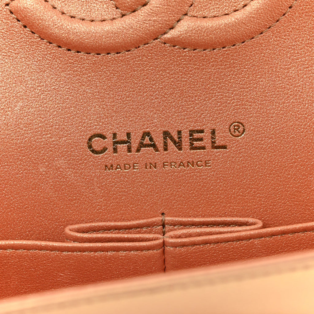 Chanel Metallic Lambskin Quilted Medium Double Flap Golden