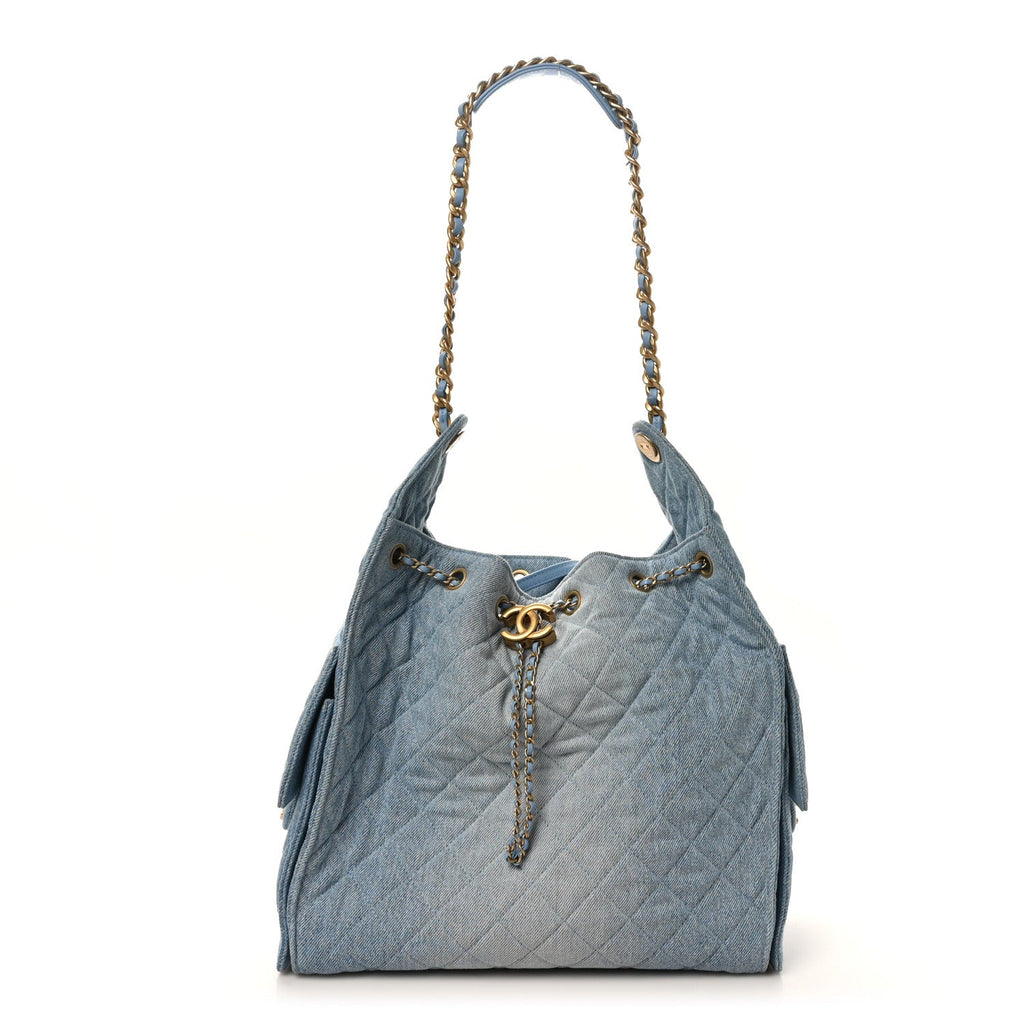 Chanel Washed Denim Quilted Medium Chanel 25 Handbag Blue