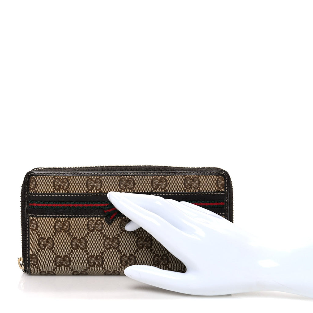 Gucci Monogram Mayfair Zip Around Wallet Dark Brown