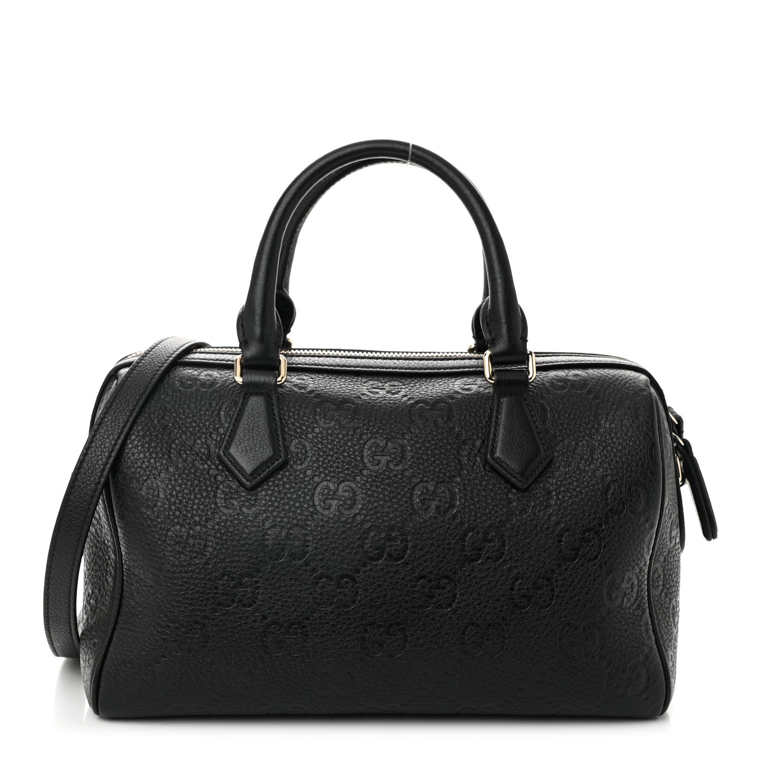 Gucci Calfskin GG Emblem Small Top Handle Bag Black