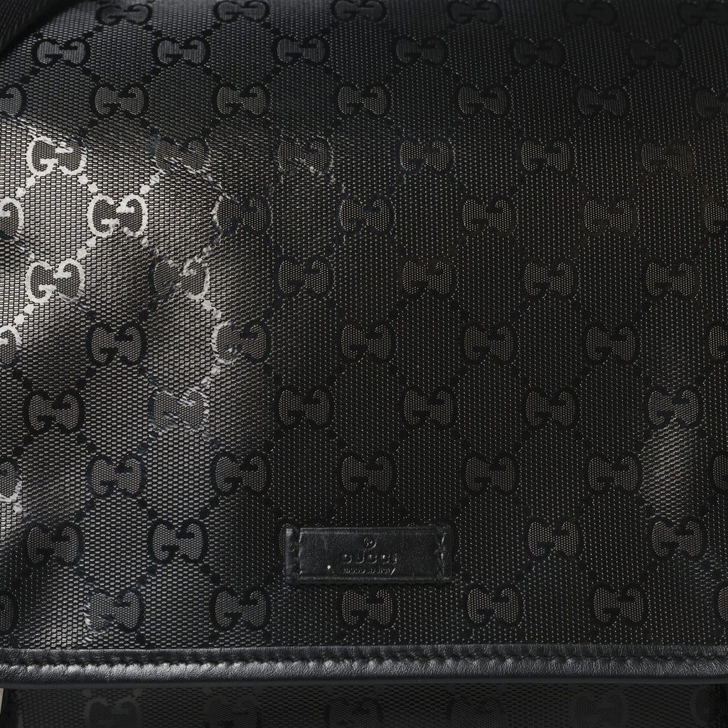 Gucci Imprime Monogram Medium Double Buckle Flap Messenger Bag Black