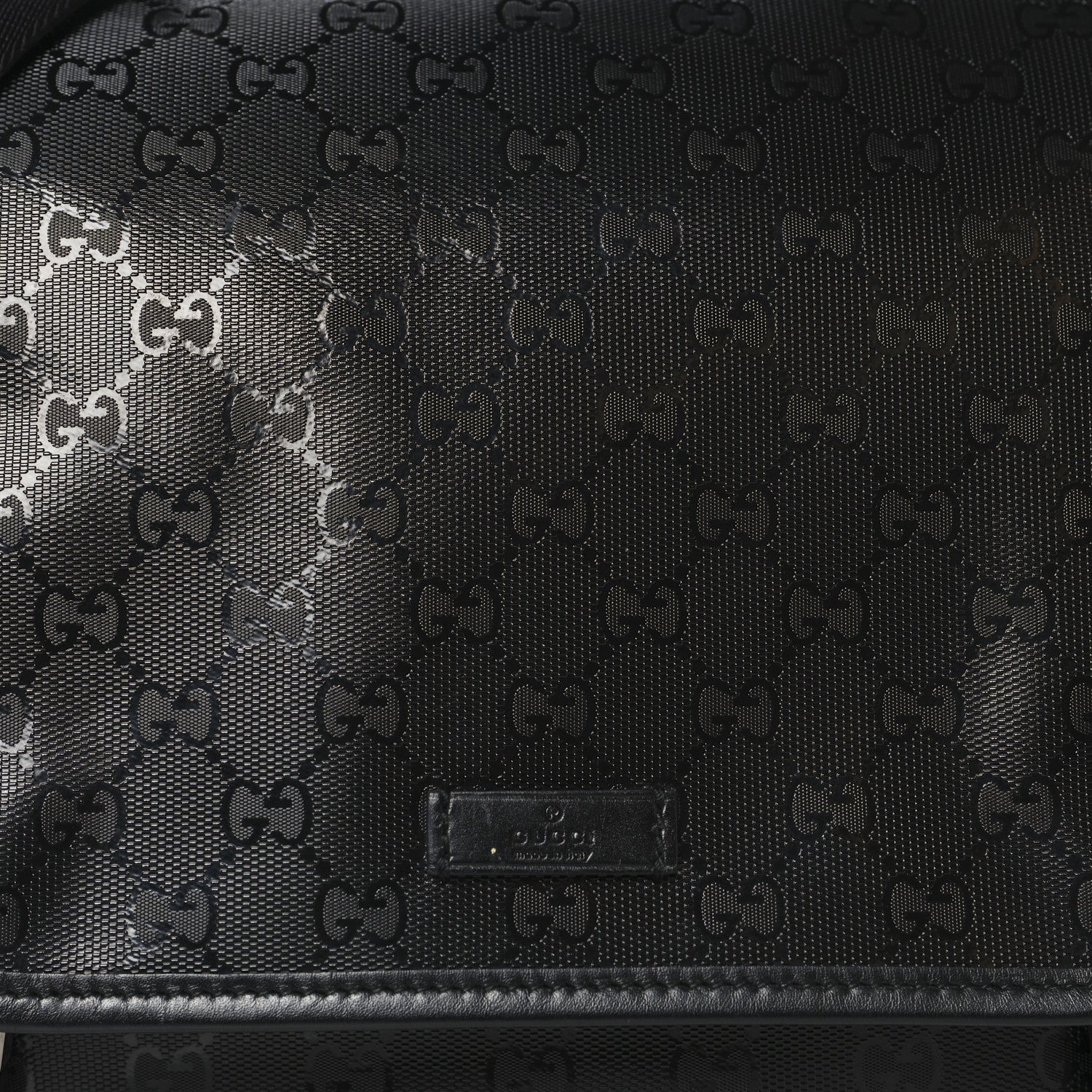Gucci Imprime Monogram Medium Double Buckle Flap Messenger Bag Black
