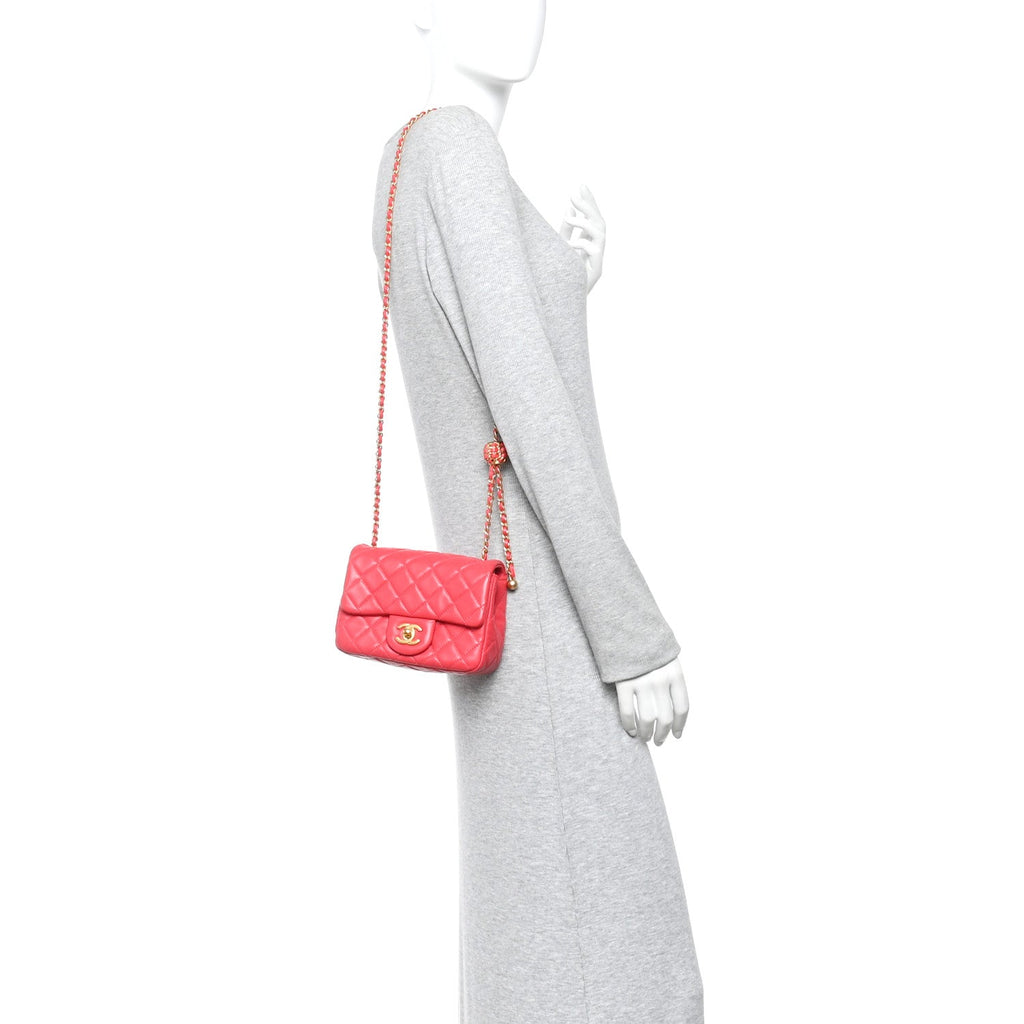 Chanel Lambskin Quilted Mini Pearl Crush Flap Red