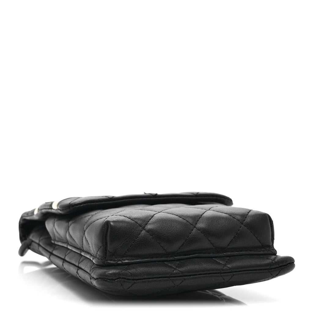Chanel Calfskin Quilted Cambon Crossbody Messenger Black White