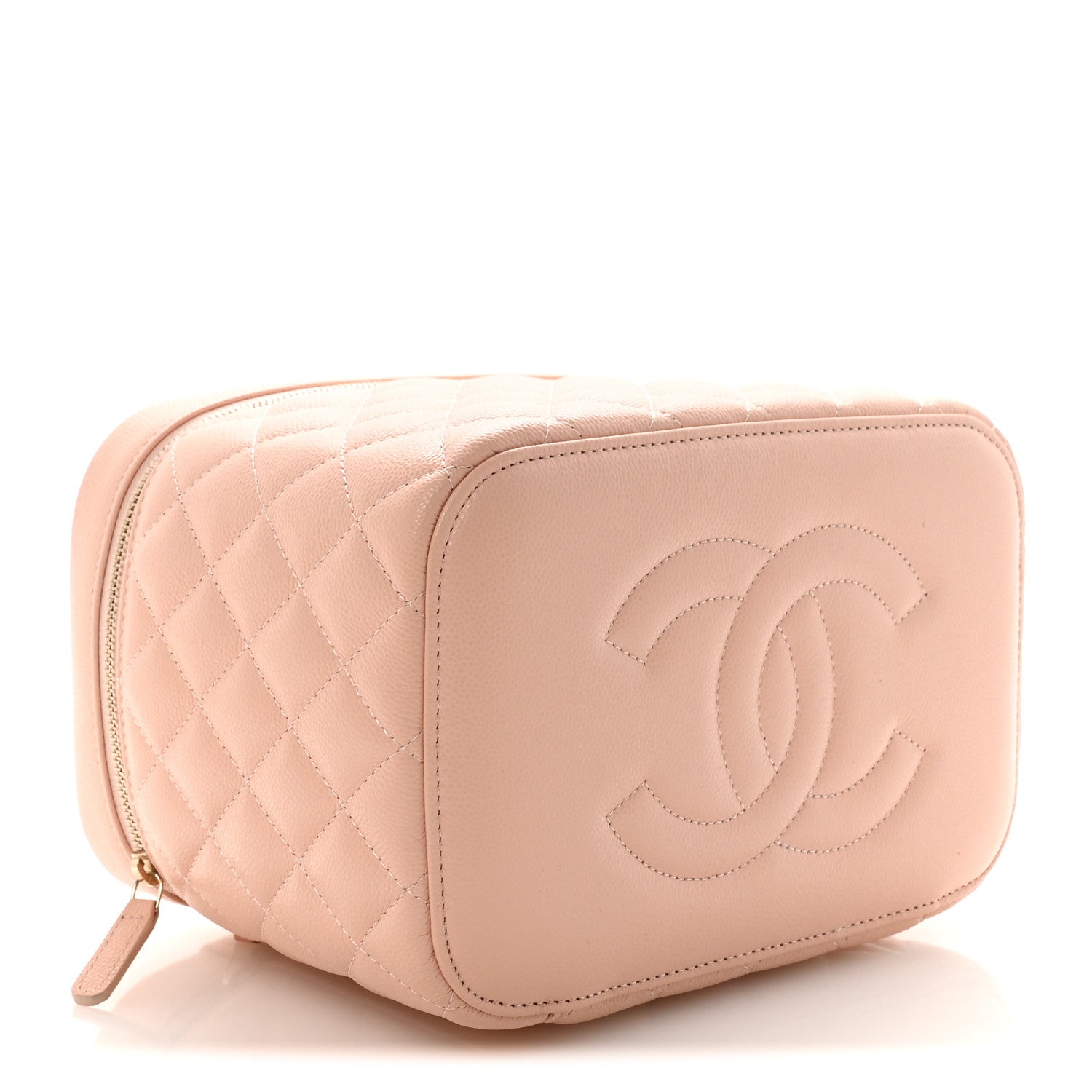 Caviar Quilted Large Vanity Pouch Light Pink
