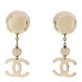 Metal CC Single Bead Drop Earrings  Gold