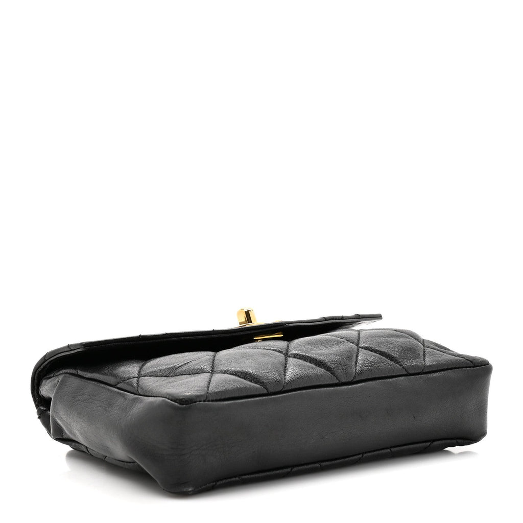 Lambskin Quilted Flap Waist Belt Bag 75 30 Black